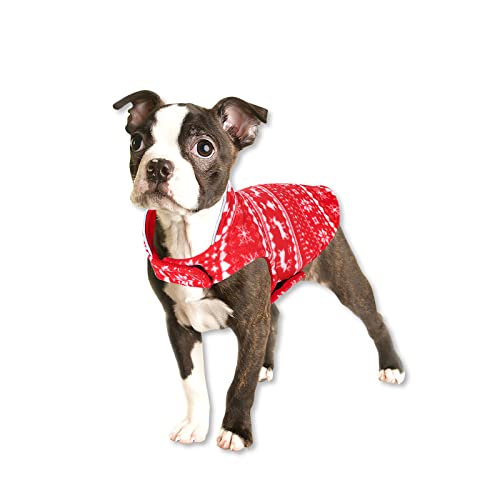 Galatée Hundemantel, Wendbarer Hundemantel Mit Geschirrloch, Haustier Weihnachtskleidung, Hund Winter Warme Jacke Weste Für Kleine Mittelgroße Hunde(S, Rot) von Galatée