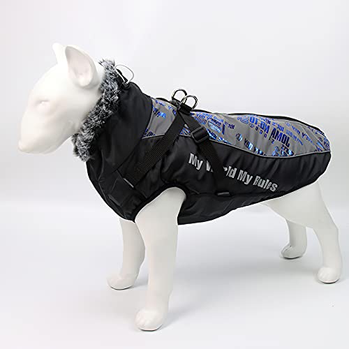 Galatée Hundemantel, wasserdichte Winddichte Haustier-Outdoorjacke, Hundewintermantel Mit Fleece Gefüttert Und Reflektierenden Sicherheitsstreifen（2XL, Hellblau von Galatée