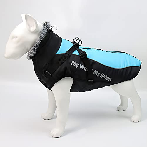 Galatée Hundemantel, wasserdichte Winddichte Haustier-Outdoorjacke, Hundewintermantel Mit Fleece Gefüttert Und Reflektierenden Sicherheitsstreifen（3XL, Blau von Galatée