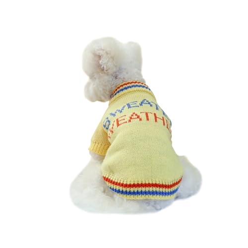 Galatée Hundepullover, Pullover Für Kleine Hunde, Klassischer Rollkragenpullover, Dicke Warme Kleidung, Weiche Haustier-Strickware Für Chihuahua, Bulldogge, Dackel, Mops, Yorkie(L, Gelb) von Galatée