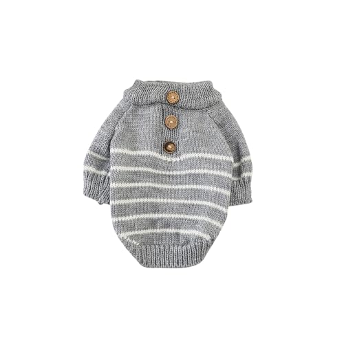 Galatée Hundepullover, Pullover Für Kleine Hunde, Klassischer Rollkragenpullover, Dicke Warme Kleidung, Weiche Haustier-Strickware Für Chihuahua, Bulldogge, Dackel, Mops, Yorkie(S, Weiße Streifen) von Galatée