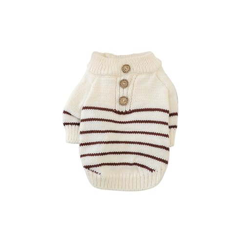 Galatée Hundepullover, Pullover Für Kleine Hunde, Klassischer Rollkragenpullover, Dicke Warme Kleidung, Weiche Haustier-Strickware Für Chihuahua, Bulldogge, Dackel, Mops, Yorkie(XS, Braune Streifen) Galatée Hundepullover, Pullover Für Kleine Hunde, Klassischer Rollkragenpullover, Dicke Warme Kleidung, Weiche Haustier-Strickware Für Chihuahua, Bulldogge, Dackel, Mops, Yorkie(XS, Braune Streifen) von Galatée