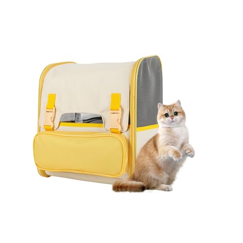 Galatée Hunderucksack, Haustiertragerucksack Für Kleine Katzen Und Hunde, Von Der Fluggesellschaft Zugelassener Tragbarer Hunderucksack, Katzenrucksack Für Reisen, Wandern, Outdoor-Einsatz(Gelb) von Galatée
