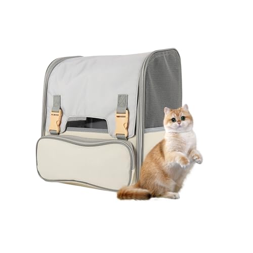Galatée Hunderucksack, Haustiertragerucksack Für Kleine Katzen Und Hunde, Von Der Fluggesellschaft Zugelassener Tragbarer Hunderucksack, Katzenrucksack Für Reisen, Wandern, Outdoor-Einsatz(Grau) von Galatée
