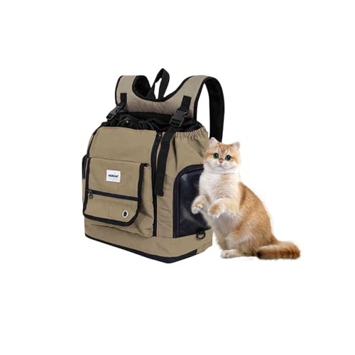 Galatée Hunderucksack, Von Fluggesellschaften Zugelassene Katzenrucksäcke Mit Innerer Sicherheitsleine, Super Belüftetes Design, Haustierrucksack Für Reisen, Wandern, Camping(Braun) von Galatée
