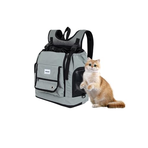 Galatée Hunderucksack, Von Fluggesellschaften Zugelassene Katzenrucksäcke Mit Innerer Sicherheitsleine, Super Belüftetes Design, Haustierrucksack Für Reisen, Wandern, Camping(Grau) von Galatée