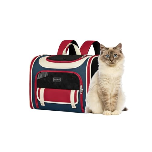 Galatée Hunderucksack, Von Fluggesellschaften Zugelassener Haustierrucksack Für Kleine Und Mittelgroße Hunde Und Katzen, Katzentasche Für Reisen, Spaziergänge, Wandern Im Freien(Rot) von Galatée