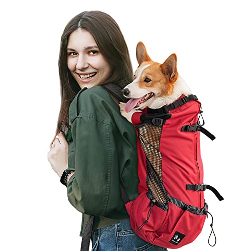 Galatée Hundetragerucksack, Tragbarer Verstellbarer Hunderucksack, Belüfteter Haustiertragerucksack, Haustierrucksack Zum Wandern Im Freien Wandern Bergsteigen Reisen(L, Rot) von Galatée