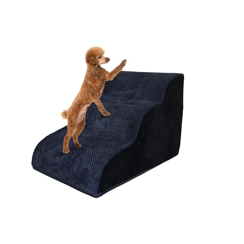 Galatée Hundetreppe, Langlebige, rutschfeste Hundetreppe, 3-Stufige Hunderampe Für Hohe Betten Oder Sofas, Weiche Haustiertreppe Für Verletzte Hunde, Ältere Haustiere, Kleine Katzen(Schwarz) von Galatée