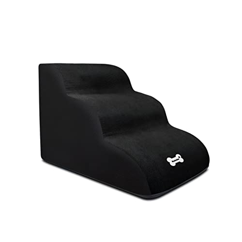 Galatée Hundetreppe, Weiche, Bequeme Haustiertreppe Mit Waschbarem Und Reißverschlussbezug, Einfach Zu Besteigende Hunderampenstufen, Hunderampen Für Schlafsofa(Schwarz) von Galatée