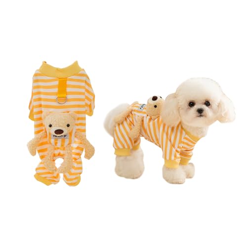 Galatée Jumpsuit Für Kleine Hunde, Hunde-Overalls Mit Thermofunktion, Süße Haustierkleidung Für Kleine Und Mittelgroße Hunde, Gemütliche Haustier-Bodys Für Kleine Hunde und Katzen(XL, Gelb) von Galatée