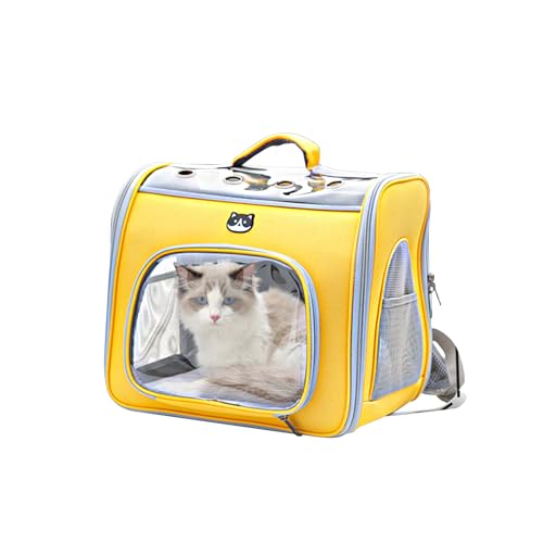Galatée Katzen-Hunde-Rucksack, Hund Reisetasche Mit Netzfenster, Haustier -Rucksack Für Kleine Mittlere Hunde Und Katzen, Katzenrucksack Für Reisen, Wandern Und Outdoor-Einsatz(Gelb) von Galatée