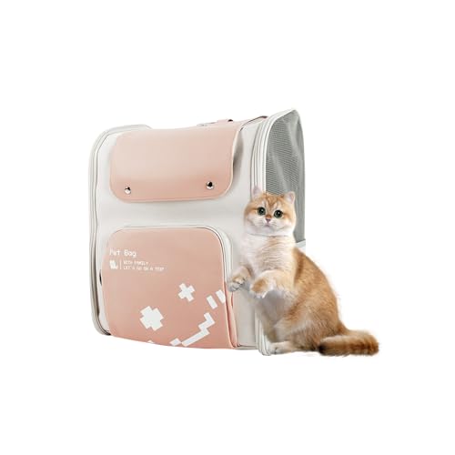 Galatée Katzen-Rucksack, Sicherheitsschloss Und Bodenpolster Innen, Belüftetes Design, Tragbarer Haustier-Rucksack Für Outdoor-Reisen, Wandern, Camping, Von Fluggesellschaften Zugelassen(Rosa) von Galatée