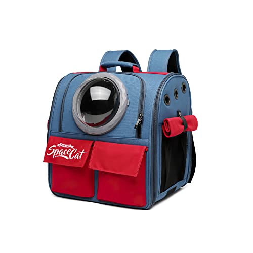 Galatée Katzen Rucksack Träger, Haustier Rucksack Blasen Rucksack, Katzen Tragen, Raumkapsel Haustier Rucksack Belüften, Hunde Reise Rucksack Träger Für Kleine Hunde(Blau) von Galatée