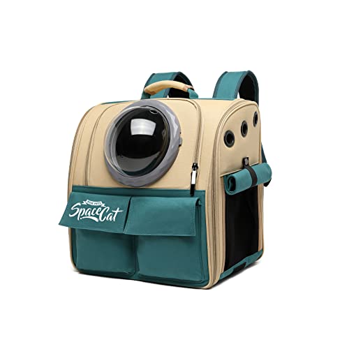 Galatée Katzen Rucksack Träger, Haustier Rucksack Blasen Rucksack, Katzen Tragen, Raumkapsel Haustier Rucksack Belüften, Hunde Reise Rucksack Träger Für Kleine Hunde(Khaki) von Galatée