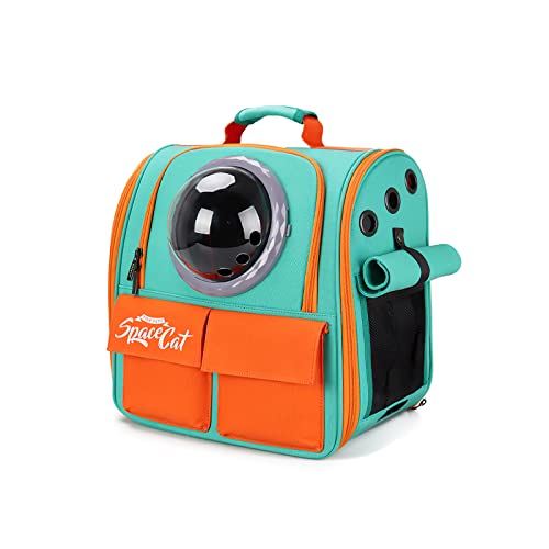 Galatée Katzen Rucksack Träger, Haustier Rucksack Blasen Rucksack, Katzen Tragen, Raumkapsel Haustier Rucksack Belüften, Hunde Reise Rucksack Träger Für Kleine Hunde(Orange) von Galatée