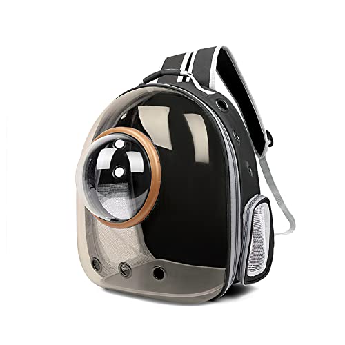 Galatée Katzen Rucksack Träger, Hund, Haustier Rucksack Blasen Rucksack, wasserdichte, Klare Haustier Kapseltasche Im Freien, Raumkapsel Haustier-Rucksack Belüften(Schwarz, Goldene Abdeckung) von Galatée