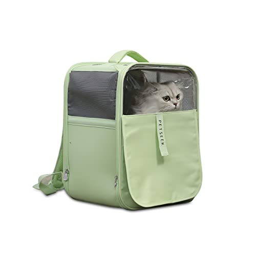 Galatée Katzen-Rucksack-Träger, Haustier-Rucksack-Träger Für Hunde, Katzen, Welpen, Häschen, Atmungsaktives Mesh, Tragbarer Transportrucksack, Hunderucksack Für Outdoor-Reisen, Wandern(Grün) von Galatée