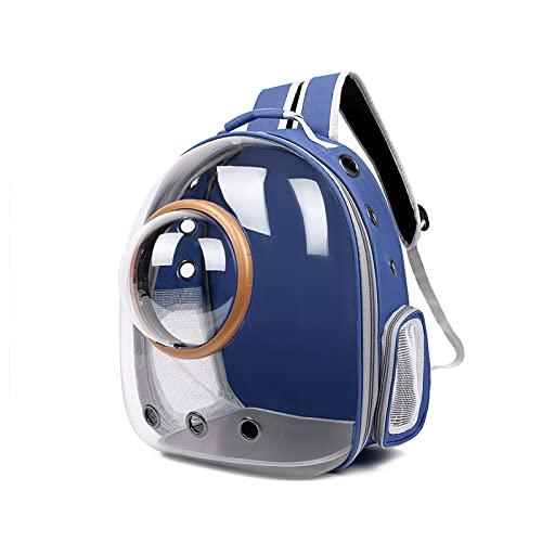 Galatée Katzen Rucksack Träger, Hund, Haustier Rucksack Blasen Rucksack, wasserdichte, Klare Haustier Kapseltasche Im Freien, Raumkapsel Haustier-Rucksack Belüften(Blau, Transparente Abdeckung) von Galatée