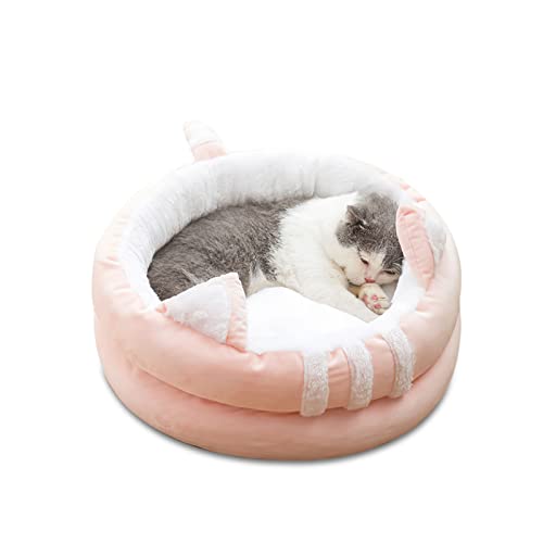 Galatée Katzenbett, Haustierbett Mit Herausnehmbarem, Waschbarem Innenkissen, Weiches Bett Für Kätzchen Und Welpen, Weiches Und Gemütliches Katzennest(Donut-Katzenbett, L, Rosa) von Galatée