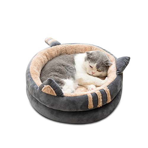 Galatée Katzenbett, Haustierbett Mit Herausnehmbarem, Waschbarem Innenkissen, Weiches Bett Für Kätzchen Und Welpen, Weiches Und Gemütliches Katzennest(Donut-Katzenbett, M, Grau) von Galatée