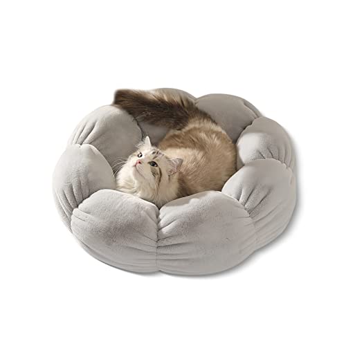 Galatée Katzenbett, Katzenbett Für Katzen Und Welpen, Katzenbett In Blumenform, Schlafsofa Für Haustierkatzen Mit Rutschfestem Boden, Waschbares Hundebett(S, Grau) von Galatée