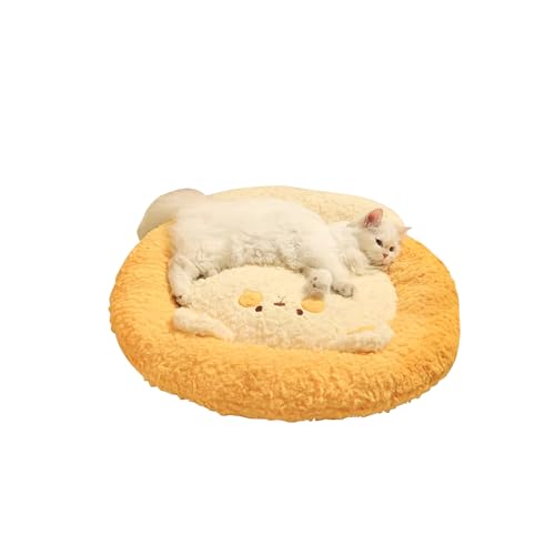 Galatée Katzenbett, Rundes Donut-Katzen- Und Hundekissenbett, Gemütliches Weiches Rundes Hundebett, Schlafverbesserung, Waschbares Luxus-Katzenbett, Strapazierfähiges Katzenbett(S, Gelb) von Galatée