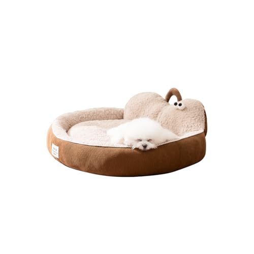 Galatée Katzenbett, Rundes Donut-Katzenbett Für Hauskatzen, Waschbares Luxus-Hundebett, Flauschiges Katzensofa, Superweiches Plüsch-Haustierbett Mit Rutschfester Unterseite(M, Braun) von Galatée