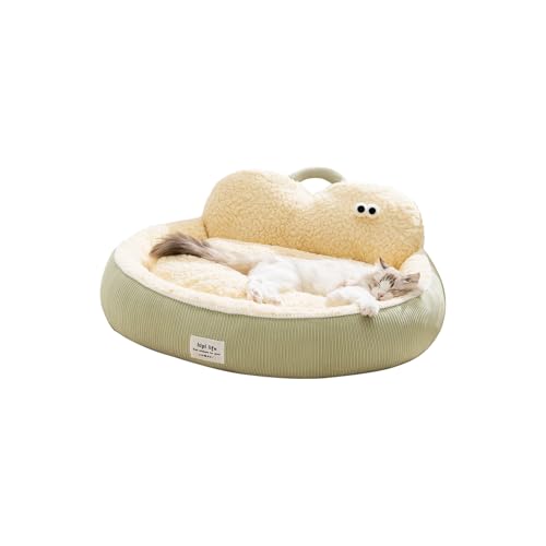 Galatée Katzenbett, Rundes Donut-Katzenbett Für Hauskatzen, Waschbares Luxus-Hundebett, Flauschiges Katzensofa, Superweiches Plüsch-Haustierbett Mit Rutschfester Unterseite(XL, Grün) von Galatée