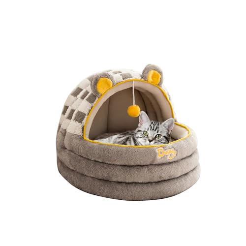 Galatée Katzenbett, Schönes Katzenhöhlenbett Für Den Innenbereich, Katzenhaus, Schönes Plüsch-Iglu Für Den Innenbereich Für Katzen Und Kleine Hunde, Warmes, Bequemes Haustierbett(S, Grau) von Galatée