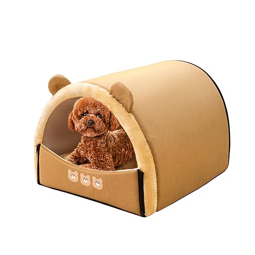 Galatée Katzenbett, Süßes Katzenhaus, Abnehmbares Und Waschbares Haustierhöhlenbett, Tragbares Katzen-Iglu-Bett Mit Abnehmbarem Kissen, Warmes Katzenhöhlenbett(XL, Braun) von Galatée