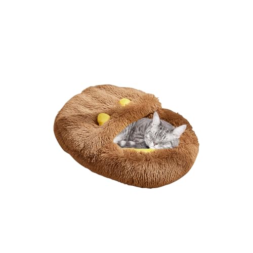 Galatée Katzenbett, Süßes Katzenhöhlenbett, Versteck Für Hauskatzen, Rundes Beruhigungsbett Mit Kapuze Für Kleine Hunde, Waschbares Luxus-Katzen-/Hundebett, Beruhigungsbett Für Katzen(XL, Braun) Galatée Katzenbett, Süßes Katzenhöhlenbett, Versteck Für Hauskatzen, Rundes Beruhigungsbett Mit Kapuze Für Kleine Hunde, Waschbares Luxus-Katzen-/Hundebett, Beruhigungsbett Für Katzen(XL, Braun) von Galatée