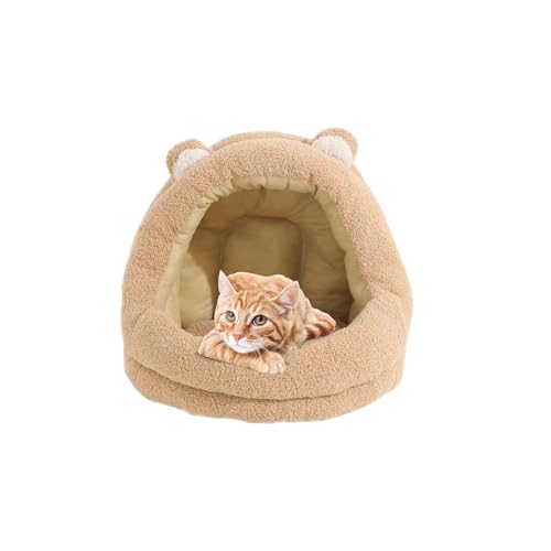 Galatée Katzenbett, Superweiches, Beruhigendes Haustierbett, Waschbares Katzenhöhlenbett, Weich Gepolstertes Kissen Im Katzenzelthausstil, Warmes Plüschhundebett Mit Rutschfester Unterseite(M, Braun) Galatée Katzenbett, Superweiches, Beruhigendes Haustierbett, Waschbares Katzenhöhlenbett, Weich Gepolstertes Kissen Im Katzenzelthausstil, Warmes Plüschhundebett Mit Rutschfester Unterseite(M, Braun) von Galatée