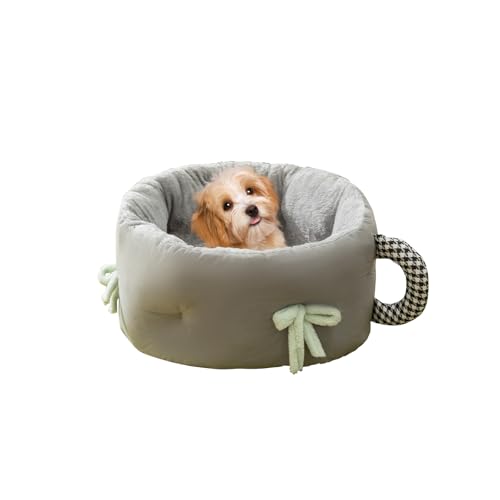 Galatée Katzenbett, Weiches Haustierbett, Runde Katzenbetten Für Hauskatzen, Hohe Seiten, Haustierbett Für Welpen Und Kätzchen Mit Rutschfester Unterseite, Tiefes Nest-Katzenbett(L, Grau) von Galatée