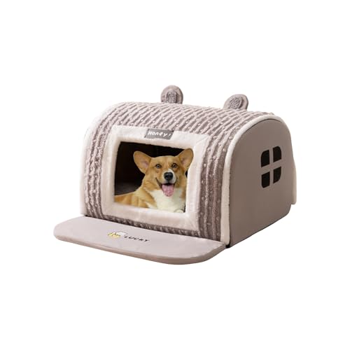Galatée Katzenhaus, Gemütliches Weiches Katzenhöhlenbett, Versteck, Kleines Hundezelt, Weiches Katzenhaus Und Katzenzelt, Cartoon Süßes Katzenhaus(XL, Grau) von Galatée