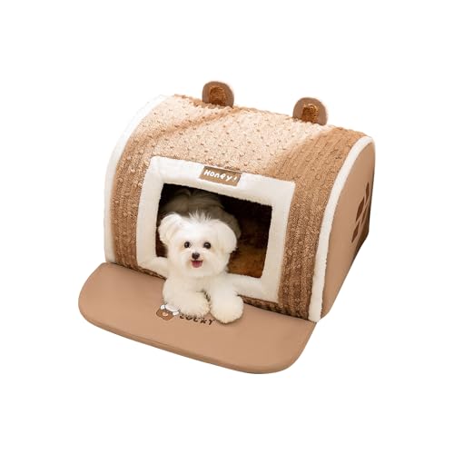 Galatée Katzenhaus - Gemütliches Weiches Höhlenbett, Versteck, Kleines Hundezelt, Katzenzelt, Cartoon Süßes Katzenhaus für Kätzchen (3XL, Braun) von Galatée