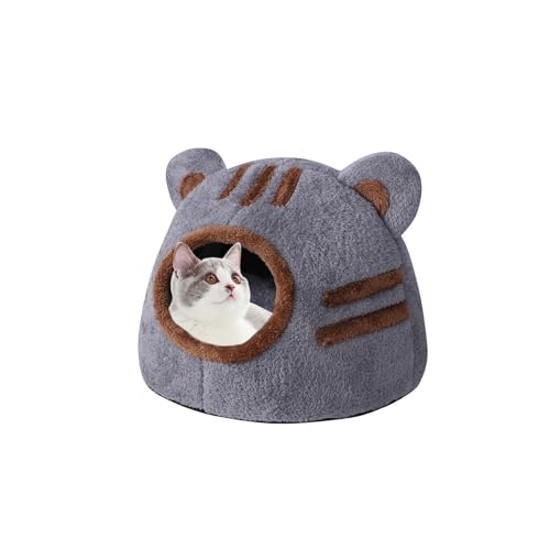 Galatée Katzenhöhlenbett, Gemütliches Katzenbett, Warmes Höhlenschlafhaus Für Katzen Und Hunde, Katzenbettzelt Mit Abnehmbarem, Waschbarem Kissen, Warmes Haustierbett(S, Grau) von Galatée