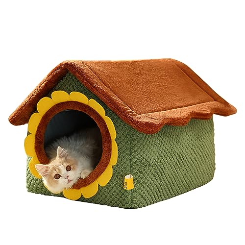 Galatée Katzenhöhlenbett, Katzenhaus Für Hauskatzen, Weiches Und Warmes Hundebett, Cartoon-süßes Katzenhaus, Katzenbett Mit Waschbarem Kissen(L) von Galatée
