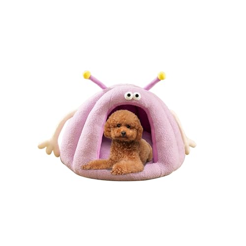 Galatée Katzenhöhlenbett, Warmes Höhlenschlafhaus Für Katzen Und Hunde, Weiches Plüsch-Hundebett, Gemütliches Hunde-Iglu, Süßes Cartoon-Katzenzelt, Katzenbett Für Hauskatzen(L, Lila) von Galatée