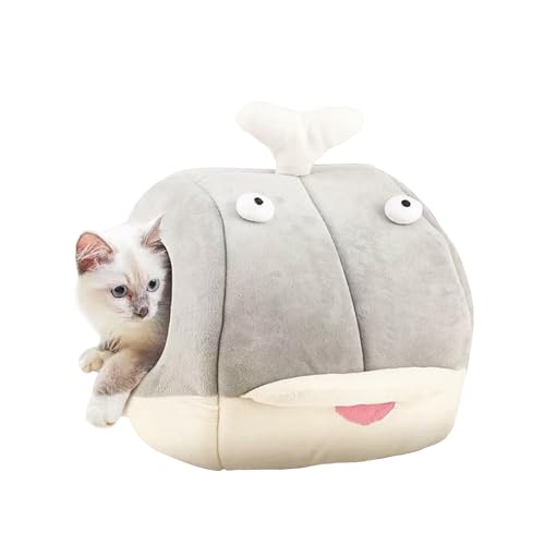 Galatée Katzenhöhlenbett Für Den Innenbereich Mit Abnehmbarem Kissen, Cartoon-Katzenhaus, Beruhigendes, Gemütliches, Weiches Haustierbett Für Katze Und Welpe, Katzenbett Mit Hängendem Ball(M, Grau) Galatée Katzenhöhlenbett Für Den Innenbereich Mit Abnehmbarem Kissen, Cartoon-Katzenhaus, Beruhigendes, Gemütliches, Weiches Haustierbett Für Katze Und Welpe, Katzenbett Mit Hängendem Ball(M, Grau) von Galatée
