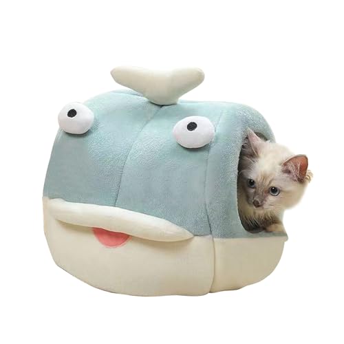 Galatée Katzenhöhlenbett Für Den Innenbereich Mit Abnehmbarem Kissen, Cartoon-Katzenhaus, Beruhigendes, Gemütliches, Weiches Haustierbett Für Katze Und Welpe, Katzenbett Mit Hängendem Ball(S, Blau) Galatée Katzenhöhlenbett Für Den Innenbereich Mit Abnehmbarem Kissen, Cartoon-Katzenhaus, Beruhigendes, Gemütliches, Weiches Haustierbett Für Katze Und Welpe, Katzenbett Mit Hängendem Ball(S, Blau) von Galatée