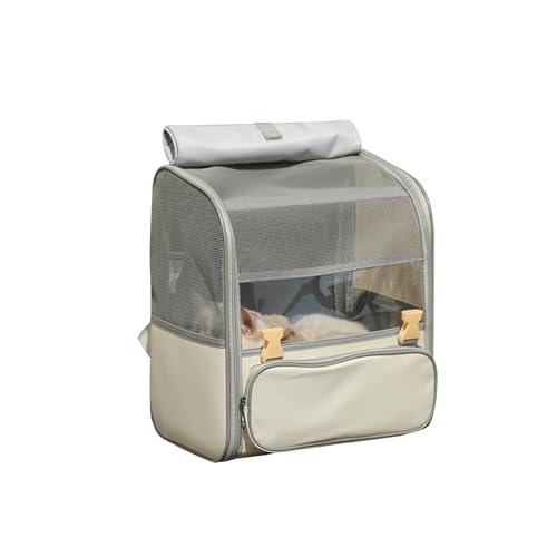 Galatée Katzenrucksack, Belüfteter Haustier-Rucksack Für Reisen, Wandern, Den Einsatz Im Freien, Von Fluggesellschaften Zugelassener Katzenrucksack, Tragbarer Katzenrucksack(Grau) von Galatée