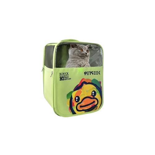 Galatée Katzenrucksack, Haustierrucksack Für Katzen Und Hunde, Vollständig Belüftetes Design, Hunderucksack Für Reisen, Wandern, Outdoor(Grün Ente) von Galatée