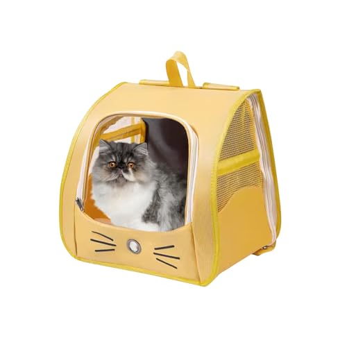 Galatée Katzenrucksack, Hundeträger -Rucksack Zum Wandern, Reisen, Camping, Tragbarer Haustier -Rucksack, Ideal Für Kleine Tiere Und Welpen(Gelb) von Galatée