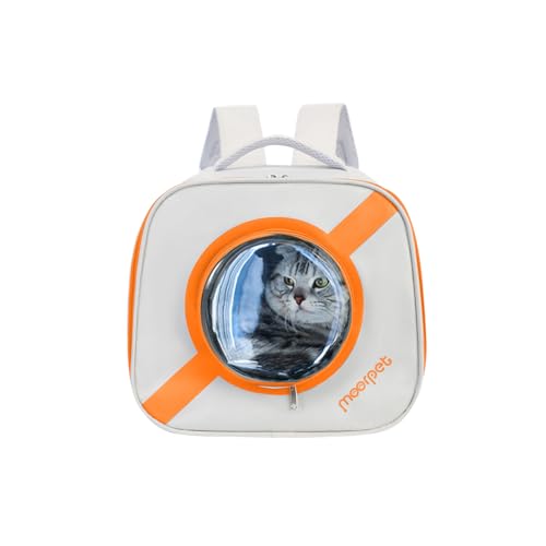 Galatée Katzenrucksack, Transparenter Und Faltbarer Haustier -Rucksack Für Reisen Und Wandern, Belüfteter Hunde -Rucksack, Atmungsaktives Haustier -Rucksack Für Kätzchen Und Welpe(Orange) von Galatée