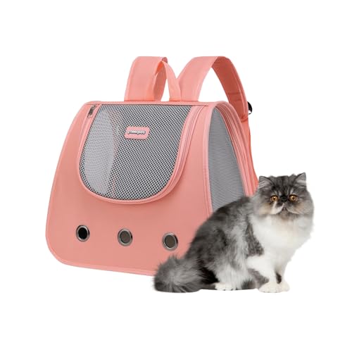 Galatée Katzenrucksack, Vollständig Belüfteter, Zusammenklappbarer Hunderucksack Für Outdoor-Reisen, Wandern, Camping, Hunderucksack, Tragbarer Haustierrucksack(Rosa) von Galatée