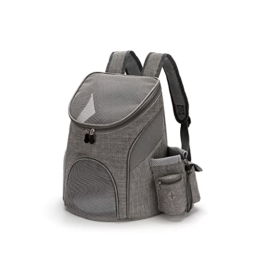 Galatée Katzenrucksack, Welpentragetasche Für Reisen, Camping, Wandern, Hundetragerucksack Mit Belüftetem Innensicherheitsgurt, Tragbarer Atmungsaktiver Haustierrucksack(S, Grau) von Galatée