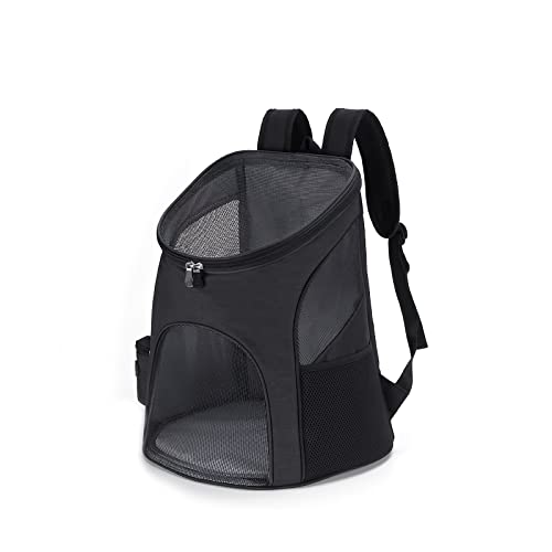 Galatée Katzenrucksack, Welpentragetasche Für Reisen, Camping, Wandern, Hundetragerucksack Mit Belüftetem Innensicherheitsgurt, Tragbarer Atmungsaktiver Haustierrucksack(S, Schwarz) von Galatée