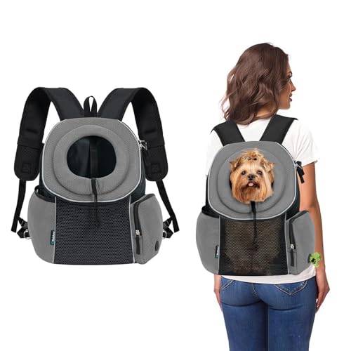 Galatée Katzentrage-Rucksack, Verstellbarer Hunde-Fronttrage-Rucksack, Tragetasche Für Kleine Und Mittelgroße Hunde, Katzentasche Für Reisen, Wandern, Fahrradfahren, Spazierengehen im Freien(Grau) von Galatée