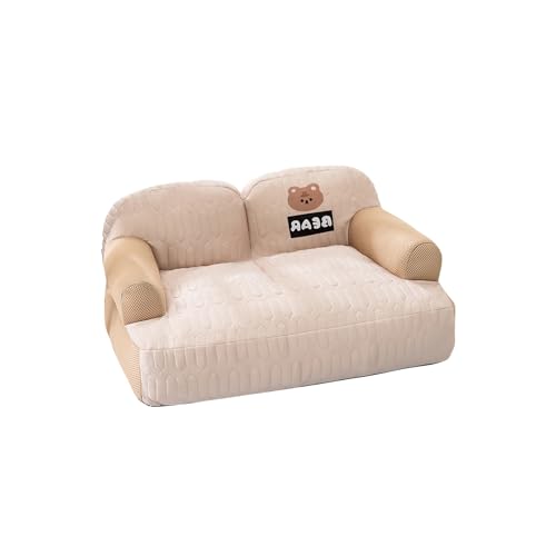 Galatée Kühlendes Hundebett, Orthopädisches Hundebett Aus Schaumstoff, Abnehmbarer, Waschbarer Bezug, Haustier-Schlafsofa Mit Nackenrollen, Weiches, Beruhigendes Katzenbett(XL, Braun) von Galatée